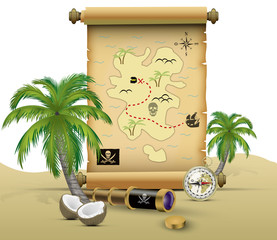 Carte aux trésors palmier coco 02 © Norman75