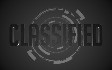 Obraz premium Classified 3D metallic text on futuristic circle background