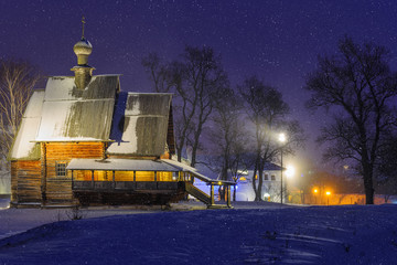 Winter evening in Suzdal. View of St. Nicholas Church.
