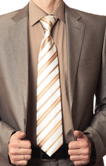 man without head in business suit on white background