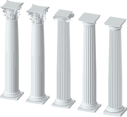 three-dimensional image of architectural columns with capitals