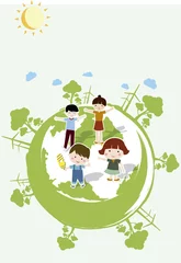 Foto op Plexiglas Save planet. Illustration for kids with family © mjdiseo
