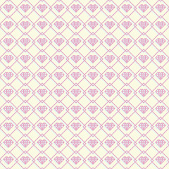 Seamless geometric pattern with hearts. Vector repeating texture. Stylish valentines background