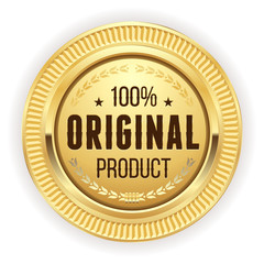 Gold original product badge on white background