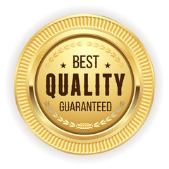 Gold best quality badge on white background