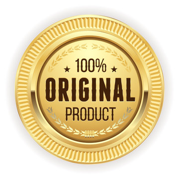 Gold original product badge on white background