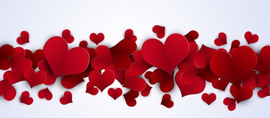 Valentine Red Hearts Banner