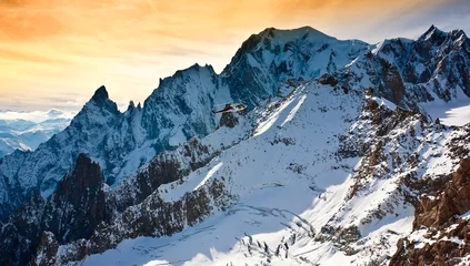 Printed kitchen splashbacks Mont Blanc Mont Blanc, Courmayeur, Italy helcopter