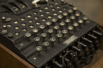 Enigma, the German cipher machine created for sending messages during World War 2 - obrazy, fototapety, plakaty