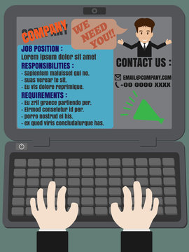 Job finder Advertisement on Laptop