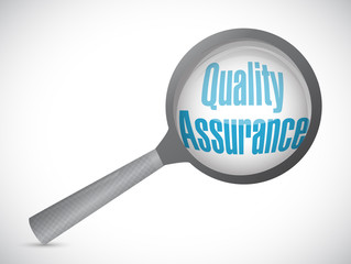 Quality Assurance magnify sign concept