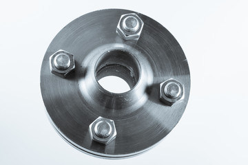 Two neck flanges connected together and bolted - isolated.