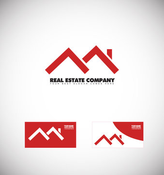 Real estate red house roof logo