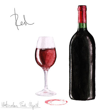 Watercolor Food Clipart - Wine
