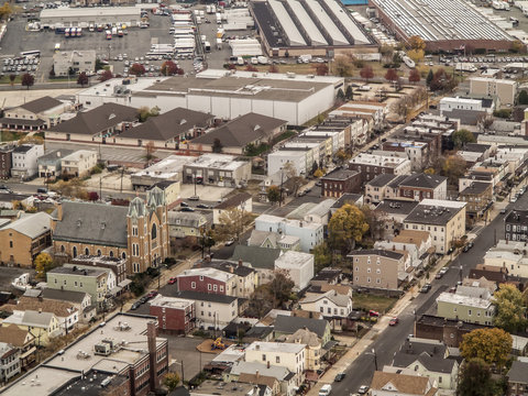aerial view of town in new jersey