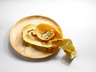 Obraz na płótnie Canvas orange's peel and seeds on white background