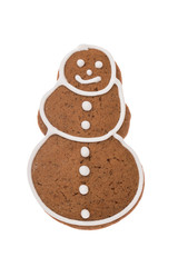 Christmas gingerbread snowman isolated on a white background