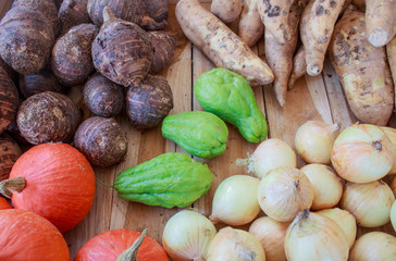 Fresh and organic vegetable at farmers market.