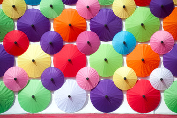 Colorful umbrella texture on the wall.
