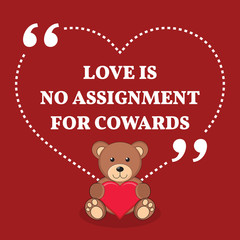 Fototapeta na wymiar Inspirational love marriage quote. Love is no assignment for cow