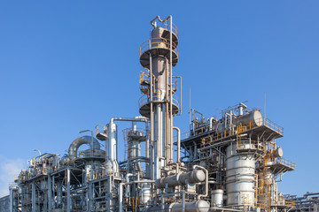 Industrial view at oil refinery plant form industry zone..