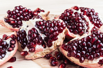 ripe pomegranate on the table