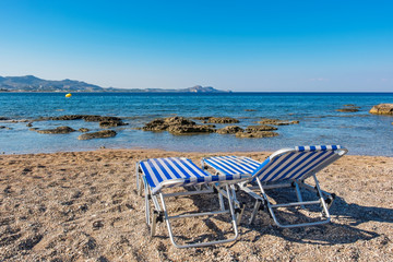 Fototapeta na wymiar Beach in Kolymbia. Rhodes, Greece