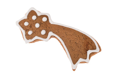 Christmas gingerbread shooting star isolated on a white background