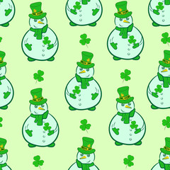 Seamless snowmen of Saint Patrick
