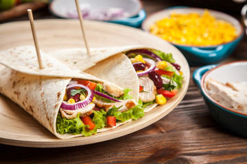 Tortilla with a mix of ingredients