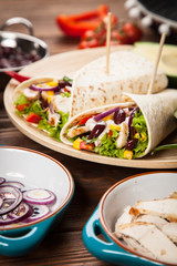 Tortilla with a mix of ingredients