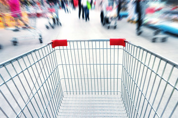 Empty trolley in supermarket