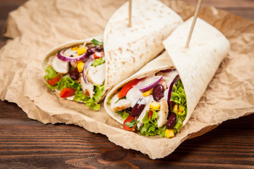 Tortilla with a mix of ingredients