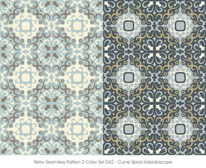 Retro Seamless Pattern 2 Color Set_042 Curve Spiral Kaleidoscope