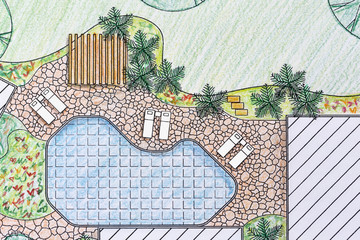 Landscape architect design backyard plan for villa