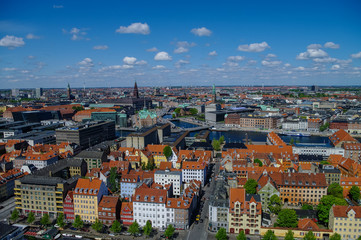 Fototapeta na wymiar Panorama view of Copenhagen city in sunny spring day, Denmark