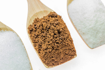 macro  coffee  on spoon