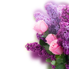 Lilac flowers with roses