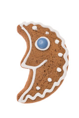 Christmas gingerbread moon isolated on a white background