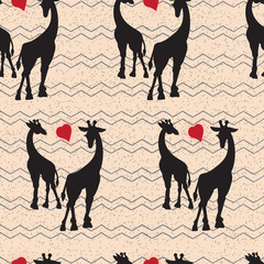Seamless vintage pattern with giraffe