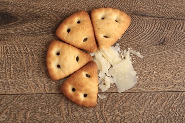 Homemade cheese cookies wooden table