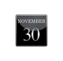 30 november calendar silver and glossy