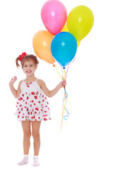 little girl with balloons