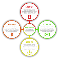 Infographic report template with circles and icons. Vector EPS10