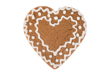 Christmas gingerbread heart isolated on a white background