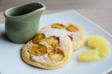 breakfast pancakes with syrup