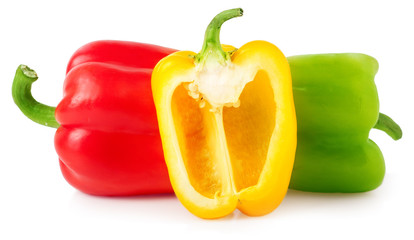 bell peppers with half isolated on white