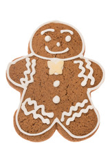 Christmas gingerbread man isolated on a white background
