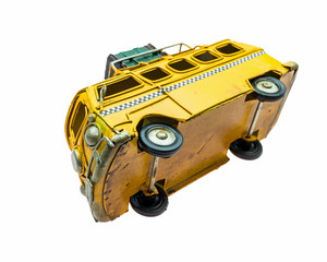 accident yellow taxi car toy
