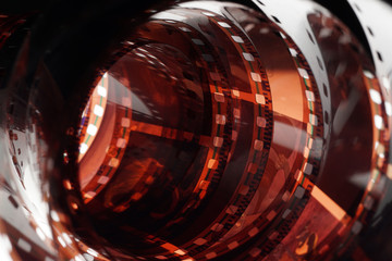 Old negative 35mm film strip on white background